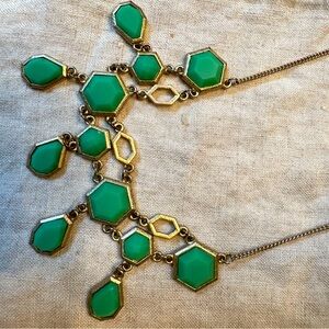 Bauble necklace Gold with Emerald colored rhinestones Stella & Dot
